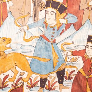 Qajar school: twee beschilderde katoenen doeken, 19/20e eeuw — foto 5