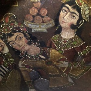 Qajar school: Zulaikha's servants cutting their hands as Yusuf appears, oil on canvas, Iran, 19th C. — photo 40