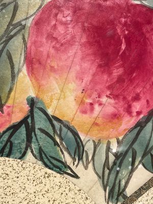 Qi Baishi 齊白石 (1864-1957) and Yu Feian 于非闇 (1889-1959): 'Peaches' and 'Birds on bamboo', ink and colour on paper and gold paper — photo 18
