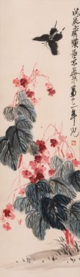 Qi Baishi 齊白石 (1864-1957): 'Butterfly and flowers', ink and colour on paper, dated 1928