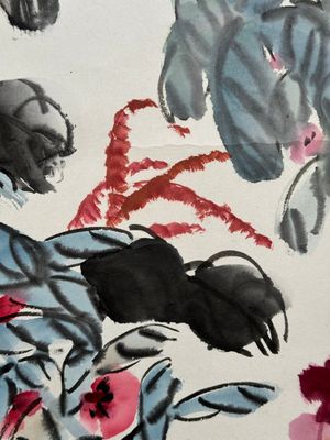 Qi Liangchi 齊良遲 (1921-2003): 'Butterfly, crickets and flowers', ink and colour on paper — foto 11