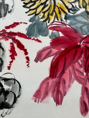 Qi Liangchi 齊良遲 (1921-2003): 'Butterfly, crickets and flowers', ink and colour on paper — foto 13