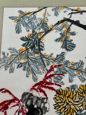 Qi Liangchi 齊良遲 (1921-2003): 'Butterfly, crickets and flowers', ink and colour on paper — foto 5