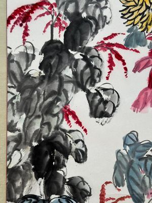 Qi Liangchi 齊良遲 (1921-2003): 'Butterfly, crickets and flowers', ink and colour on paper — foto 6