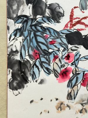 Qi Liangchi 齊良遲 (1921-2003): 'Butterfly, crickets and flowers', ink and colour on paper — foto 7