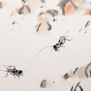 Qi Liangchi 齊良遲 (1921-2003): 'Butterfly, crickets and flowers', ink and colour on paper — foto 5
