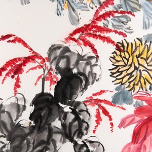Qi Liangchi 齊良遲 (1921-2003): 'Butterfly, crickets and flowers', ink and colour on paper — foto 6