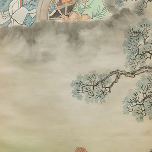Qian Huian (1833-1911), ink and color on paper: 'Fugui shoukao, after Wen Anguo', 19th C. — 照片 1