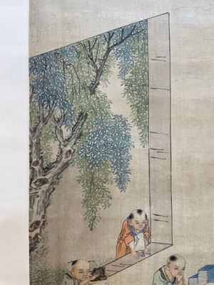 Qian Huian 錢慧安 (1833-1911): 'Playing boys', ink and colour on silk, 19/20th C. — foto 22
