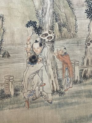 Qian Huian 錢慧安 (1833-1911): 'Playing boys', ink and colour on silk, 19/20th C. — foto 8