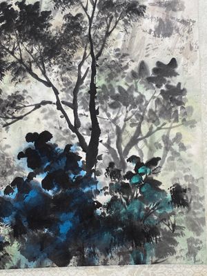 Qian Songyan 錢松嵒 (1899-1986): 'Landscape with modern buildings', ink and colour on paper, dated 1974 — photo 6