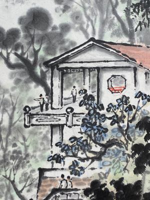 Qian Songyan 錢松嵒 (1899-1986): 'Landschap met moderne gebouwen', inkt en kleur op papier, gedateerd 1974 — foto 11
