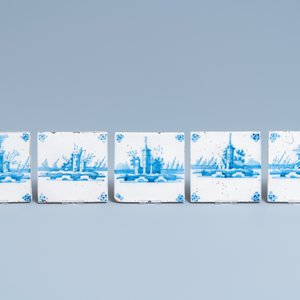 Quarante carreaux en faïence de Delft en bleu et blanc, 18ème — photo 3