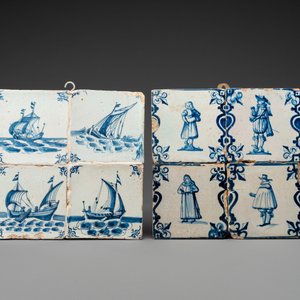 Quarante-quatre carreaux en faïence de Delft en bleu, blanc et polychrome, 17/18ème — photo 4