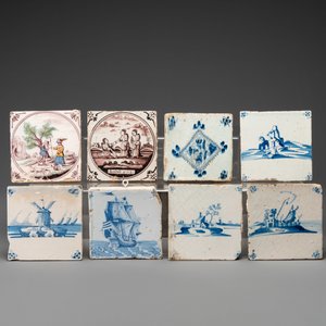 Quarante-quatre carreaux en faïence de Delft en bleu, blanc et polychrome, 17/18ème — photo 6