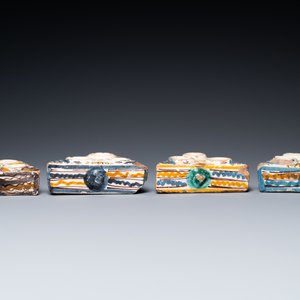 Quatre boîtes à épices en faïence polychrome de Talavera, Espagne, 18ème — photo 6