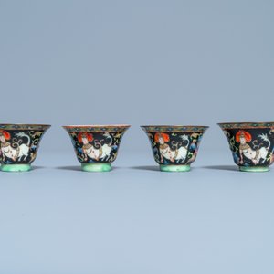 Quatre bols en porcelaine de Chine Bencharong pour le marché thai, 19ème — photo 4