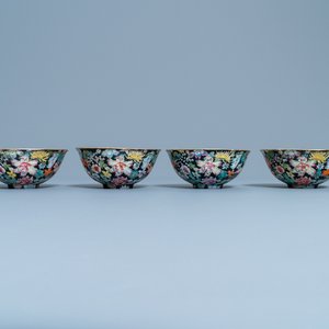 Quatre bols en porcelaine de Chine famille rose à décor millefleurs, marque de Jiangxi Ciye Gongsi, République — photo 5