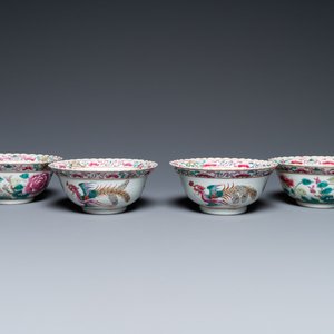 Quatre bols en porcelaine de Chine famille rose pour le marché Straits ou Peranakan, 19ème — photo 1