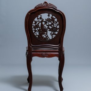Quatre chaises en bois aux dos ajourés, Macao ou colonies portugaises, 19ème — photo 14