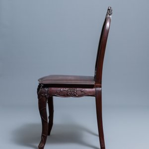 Quatre chaises en bois aux dos ajourés, Macao ou colonies portugaises, 19ème — photo 15