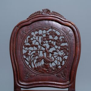 Quatre chaises en bois aux dos ajourés, Macao ou colonies portugaises, 19ème — photo 31