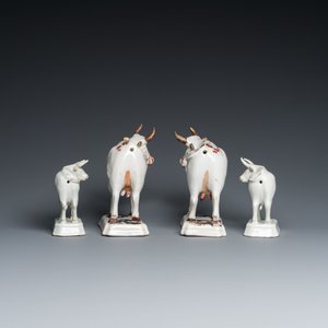 Quatre paires de vaches en faïence de Delft, 18ème — photo 5