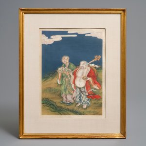 Quatre peintures chinoises d'immortels, encre et couleurs sur papier, 19ème — photo 2
