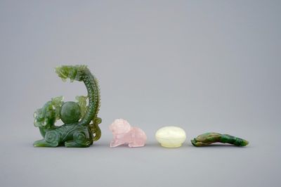 Quatre pièces en quartz et jadéite, Chine, 19/20ème