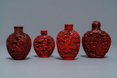 Quatre tabatières en laque de Chine, 19/20ème