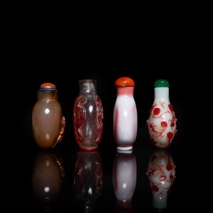 Quatre tabatières en verre et agate, 19/20ème — photo 5