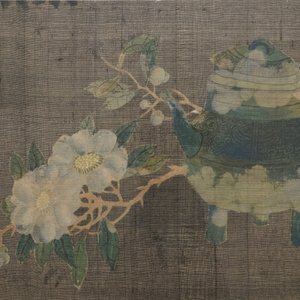 Quatre tableaux encadrés aux antiquités et fleurs, Chine, 19ème — photo 4