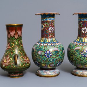 Quatre vases en émaux cloisonnés, Chine, 19/20ème — photo 3