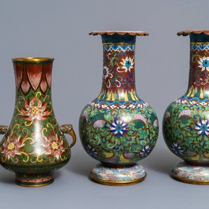 Quatre vases en émaux cloisonnés, Chine, 19/20ème — photo 4