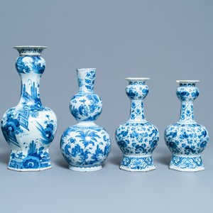 Quatre vases en faïence de Delft en bleu et blanc, 17/18ème — photo 4