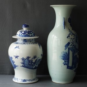 Quatre vases en porcelaine de Chine bleu et blanc, 19ème — photo 14
