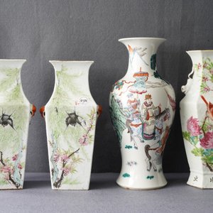 Quatre vases en porcelaine de Chine qianjiang cai et famille rose, 19ème — photo 11