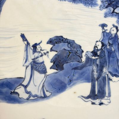 A Chinese blue and white 'Ba Xian Zhu Shou 八仙祝壽' dish — 照片 10