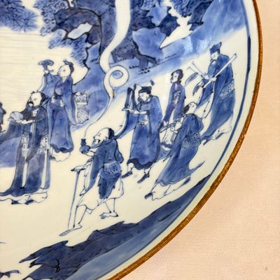 A Chinese blue and white 'Ba Xian Zhu Shou 八仙祝壽' dish — 照片 7