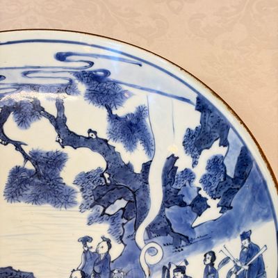 A Chinese blue and white 'Ba Xian Zhu Shou 八仙祝壽' dish — 照片 8
