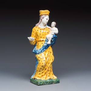 A polychrome Brussels faience model of the Madonna with Child — photo 1