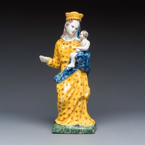 A polychrome Brussels faience model of the Madonna with Child — photo 2
