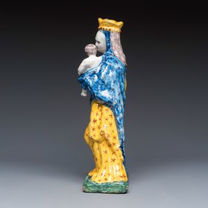 A polychrome Brussels faience model of the Madonna with Child — photo 3