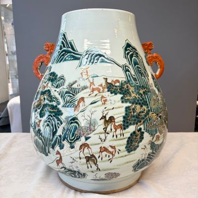 A large Chinese famille rose '100 deer' 'hu' vase — photo 17