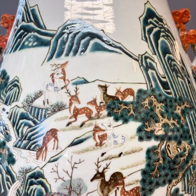 A large Chinese famille rose '100 deer' 'hu' vase — photo 19