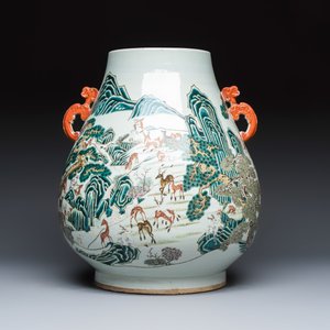 A large Chinese famille rose '100 deer' 'hu' vase — photo 5