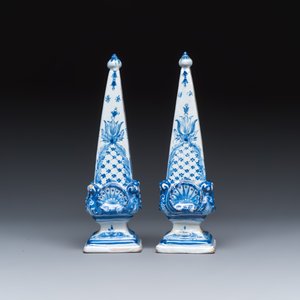 A pair of blue and white Dutch Delft obelisks — photo 3