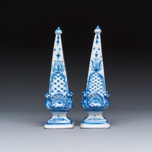 A pair of blue and white Dutch Delft obelisks — photo 4