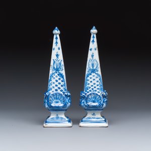 A pair of blue and white Dutch Delft obelisks — photo 5