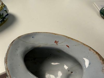 A pair of polychrome Dutch Delft butter tubs and covers in the shape of swans — photo 3